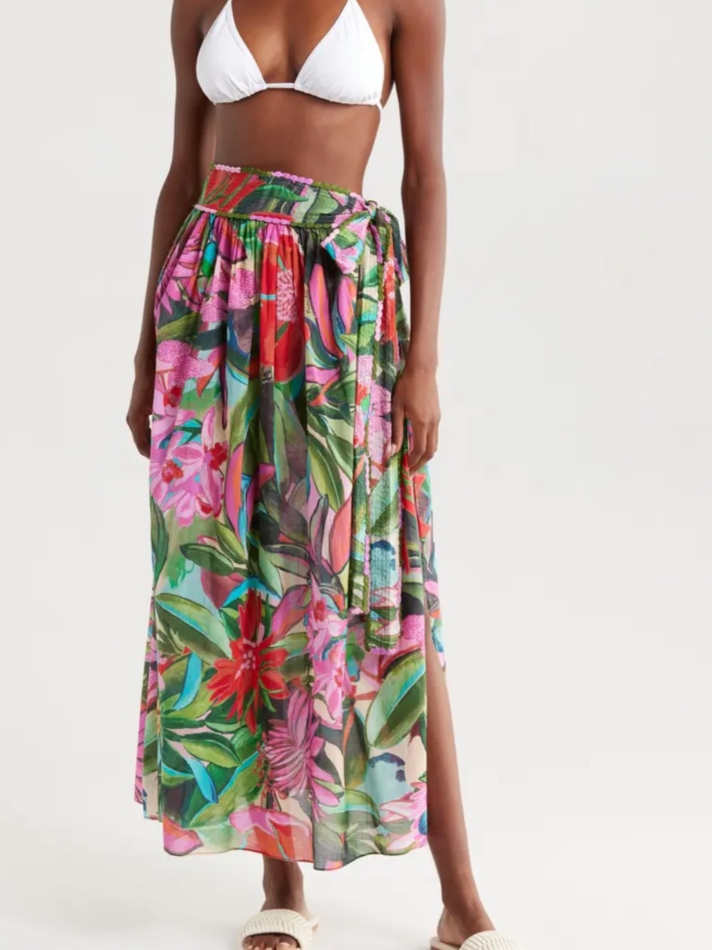 🌸NWT Farm Rio Jardin de rêve Cotton Maxi Wrap Skirt / Cover up Beautiful 🌸